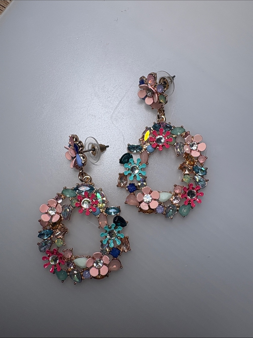 Gold and Pink Statement Earrings